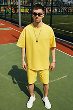 Желтый хлопковый комплект, футболка и шорты TUR WEAR 8025608 фото №2