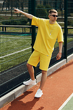 Желтый хлопковый комплект, футболка и шорты TUR WEAR 8025608 фото №5