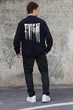 Мужской Утепленный Оверсайз Свитшот На Флисе С Принтом Fight Black Without 8055608 фото №2