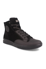 Black suede autumn high top sneakers Forester 4101609 photo №1