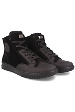 Black suede autumn high top sneakers Forester 4101609 photo №2