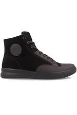 Black suede autumn high top sneakers Forester 4101609 photo №3