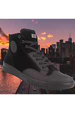 Black suede autumn high top sneakers Forester 4101609 photo №7