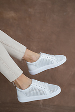 Women's leather platform perforated sneakers  8018609 photo №1