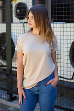 Einfarbiges Basic-T-Shirt aus beigem Baumwolljersey Without 8042609 Foto №1