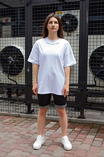 Oversized white cotton T-shirt with print Without 8048609 photo №2