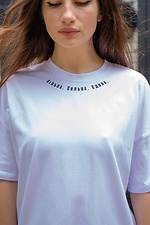 Oversized white cotton T-shirt with print Without 8048609 photo №4