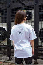 Oversized white cotton T-shirt with print Without 8048609 photo №5