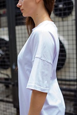 Oversized white cotton T-shirt with print Without 8048609 photo №6