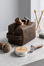 Шкіряна Косметичка Несесер Із Натуральної Шкіри Without Sakvoyaj Medium Brown Without 8056609 фото №2