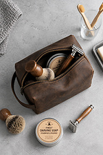 Шкіряна Косметичка Несесер Із Натуральної Шкіри Without Sakvoyaj Medium Brown Without 8056609 фото №3