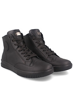 High leather autumn sneakers black Forester 4101610 photo №2
