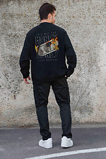 Herren Sweatshirt aus isoliertem Fleece in Übergröße mit Fire Aufdruck Schwarz Without 8055610 Foto №2