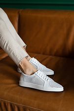 Women's leather platform perforated sneakers  8018611 photo №17