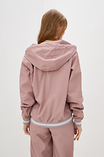 Sports bomber jacket made of raincoat fabric with a lurex hood and knitted cuffs Garne 3039612 photo №4