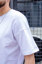 Белая хлопковая футболка оверсайз с принтом Without 8048612 фото №4