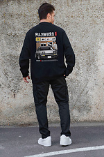 Мужской Утепленный Оверсайз Свитшот На Флисе С Принтом Fujiwara Black Without 8055612 фото №2
