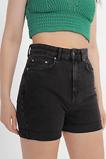 Black high top women's shorts with cuffs  4014613 photo №1