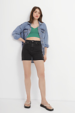 Black high top women's shorts with cuffs  4014613 photo №2