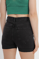 Black high top women's shorts with cuffs  4014613 photo №3