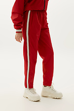 Спортивні штани KRIS з плащової тканини завищеної посадки з лампасами з боків Garne 3039614 фото №1
