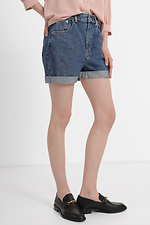 Blaue Denim-Shorts mit weitem Bein und hohem Bund  4014614 Foto №1