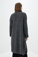 Long gray knitted cardigan with pockets  4037614 photo №3