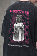 Men's Washed Oversized T-Shirt With Mistake Print Black Without 8049614 photo №2