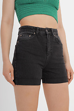 Black high top women's shorts with cuffs  4014615 photo №1