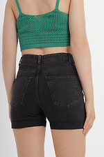 Black high top women's shorts with cuffs  4014615 photo №3