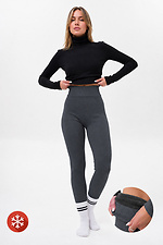 Warme, gerippte Damenleggings mit Fellbesatz, ohne Kirschgrau Without 8056615 Foto №1