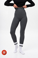 Warme, gerippte Damenleggings mit Fellbesatz, ohne Kirschgrau Without 8056615 Foto №4
