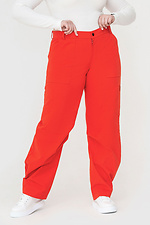 Широкі бавовняні штани BAGGI червоного кольору завищеної посадки Garne 3040616 фото №1