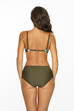 Green one-piece swimsuit with tropical printed padded bra and high solid bottoms Marko 4024616 photo №3