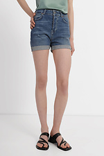 Blue high top women's shorts with cuffs  4014617 photo №1