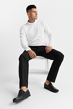 Демисезонные мужские кожаные мокасины черного цвета  4205617 фото №3