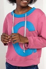 Розовый трикотажный свитер EDZHE в спортивном стиле со шнурками Garne 3035618 фото №7