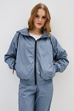 Sports bomber jacket made of gray raincoat fabric with a hood Garne 3039618 photo №1