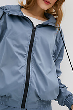 Sports bomber jacket made of gray raincoat fabric with a hood Garne 3039618 photo №4