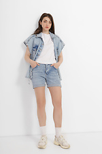 Blue high top women's shorts with cuffs  4014618 photo №2