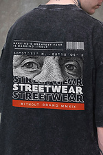 8049594 Чоловіча Виварена Оверсайз Футболка Washed З Принтом Streetwear Black Without 8049618 фото №2