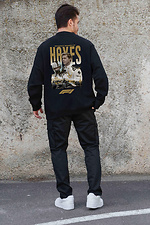 Мужской Утепленный Оверсайз Свитшот На Флисе С Принтом Hayes Black Without 8055618 фото №2