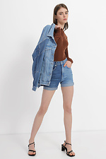 Women's two-tone high-rise shorts with cuffs  4014619 photo №2
