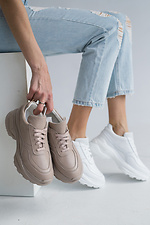 Жіночі шкіряні кросівки білого кольору на платформі  8018619 фото №2