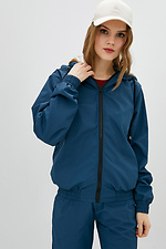 Sports bomber jacket made of blue raincoat fabric with a hood Garne 3039620 photo №1