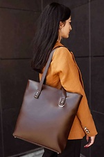 Большая сумка шоппер из коричневого кожзама с длинными ручками SGEMPIRE 8015620 фото №1