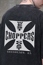 8049594 Чоловіча Виварена Оверсайз Футболка Washed З Принтом Choppers Black Without 8049620 фото №2