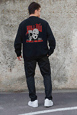 Men's Insulated Oversized Fleece Sweatshirt With Hollow Print Black Without 8055620 photo №2