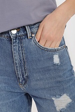 High-rise blue jeans with a rip  4014621 photo №4