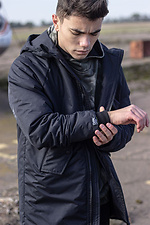 Black autumn parka with a hood Custom Wear 8025621 photo №4